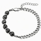 8MM Natural Stone Bead Stainless Steel Curb Chain Bracelet Unisex Healing Crystal Adjustable Men Women Stackable Jewelry #SB3152