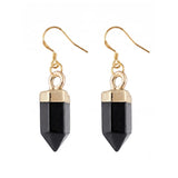 Natural Gemstone Hexagonal Prism Dangle Earrings For Women Girl Healing Chakra Crystal Bullet Point Drop Earrings Daily Wear #SPE2057