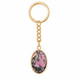 Oval Faceted Natural Crystal Gold Plated Keychain Multiple Stone Option Healing Stone Key Chain for Bag Decor