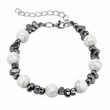 10MM Natural Gemstone & Hematite Adjustable Bracelet with Extension Chain - Unisex Healing Crystal Jewelry Gift for Men Women #SB3153