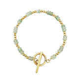4MM Natural Stone Heishi Disc Bracelet Gold OT Toggle Clasp Dainty Stackable Boho Crystal Beaded Bracelets Women Jewelry #SB3147G