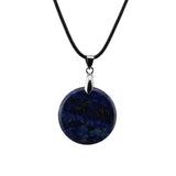 Natural Crystal Flat Round Disc Necklace, Genuine Gemstone Circle Coin Pendant, Minimalist Boho Healing Chakra Amulet with 18" Black Cord for Men & Women