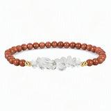 4mm Natural Gemstone Round Bead Stretch Bracelet With Clear Quartz Chip Crystal & Gold Spacers Unisex Healing Stackable Wristband Multi‑Stone Gift #SB3144