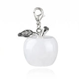 20mm Natural Gemstone Apple Charm with Lobster Clasp Crystal Beads for DIY Jewelry SP1371