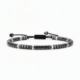Dainty 4MM Gemstone Heishi Braided Bracelet Silver Accent Spacer Beads Handmade Woven Stackable Bracelet for Women #SB3151