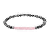 Dainty 4mm Hematite Bead Bracelet Mixed Natural Stone Tube Disc Bead Elastic Stackable Bracelet for Ladies #SB3156