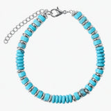 Natural Stone Disc Bead Silver Plated Bracelet Adjustable Chain Heishi Wheel Bead Gemstone Bracelet for Women #SB3142