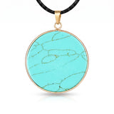 Handcrafted 30mm Natural Gemstone Pendant Necklace 45cm Black Cord | Gold Bezel Healing Crystal Jewelry #SN2060
