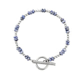 4MM Natural Stone Heishi Disc Bracelet Silver OT Toggle Clasp Dainty Stackable Boho Crystal Beaded Bracelets Women Jewelry #SB3147S