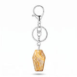 Natural Stone Coffin Keychain with Lobster Clasp Crystal Healing Gemstone Key Ring Bag Charm
