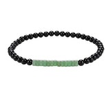 4MM Black Onyx Round Bead Stretch Bracelet Flat Heishi SpacerGemstone Bead Unisex Elastic Stackable Healing Wrist Jewelry #SB3156