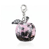 20mm Natural Gemstone Apple Charm with Lobster Clasp Crystal Beads for DIY Jewelry SP1371