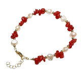 Natural Freshwater Pearl & Stone Bracelet Irregular Chip Crushed Stone Gold Plated Adjustable Chain Bracelet for Women #SB3157