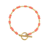 4MM Natural Stone Heishi Disc Bracelet Gold OT Toggle Clasp Dainty Stackable Boho Crystal Beaded Bracelets Women Jewelry #SB3147G