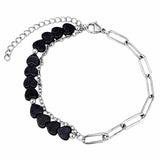 6MM Heart Shape Gemstone Paperclip Chain Bracelet Stainless Steel Adjustable Dainty Stackable Women Jewelry #SB3164