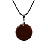 Natural Crystal Flat Round Disc Necklace, Genuine Gemstone Circle Coin Pendant, Minimalist Boho Healing Chakra Amulet with 18" Black Cord for Men & Women
