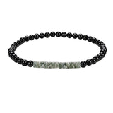 4MM Black Onyx Round Bead Stretch Bracelet Flat Heishi SpacerGemstone Bead Unisex Elastic Stackable Healing Wrist Jewelry #SB3156