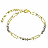 Gold Stainless Steel Paperclip Chain Bracelet Tiny Gemstone Bead Adjustable Dainty Layering Bracelets for Women #SB3161G