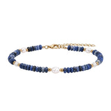 Handmade Flat Disc Natural Gemstone Bracelet 6mm Heishi Beads With Freshwater Pearls Silver Clasp Chain Adjustable Women #SB3137