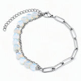 6MM Heart Shape Gemstone Paperclip Chain Bracelet Stainless Steel Adjustable Dainty Stackable Women Jewelry #SB3164