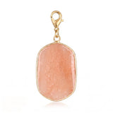 Oval Gemstone Pendants with Gold Lobster Claw  Rectangle Crystal Tag Charms for DIY Making Jewelry #SP2059