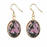 Natural Gemstone Faceted Oval Gold Bezel Fish Hook Dangle Earrings Gold Plated Crystal Drop Earrings Women Jewelry Gift