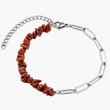 Healing Crystal Chips Stone Paperclip Link Bracelet Dainty Layering Handmade Bracelet Multiple Stone Options #SB3165