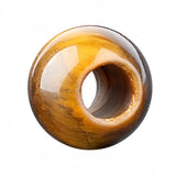 12mm Round Natural Gemstone Large Hole Beads, 5mm Big Hole Polished Stone Ball Beads for DIY Jewelry Making