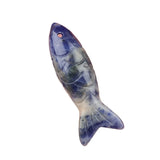 Handmade Craved Sculpted Fish Gemstone Pendant for Making Jewelry 15x40mm Stone Charm