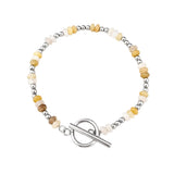 4MM Natural Stone Heishi Disc Bracelet Silver OT Toggle Clasp Dainty Stackable Boho Crystal Beaded Bracelets Women Jewelry #SB3147S