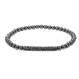 Dainty 4mm Hematite Bead Bracelet Mixed Natural Stone Tube Disc Bead Elastic Stackable Bracelet for Ladies #SB3156