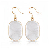 Natural Stone Dangle Earrings Gold Plated Crystal Charms Hook for Women Fashion Drop Ear Jewelry Making #PE2059
