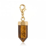 Hexagonal Crystal Bullet Stone Pendant Bag Tag Charm Gold Lobster Clasp Purse Handbag Zipper Pull DIY Jewelry Making Accessories #SP2057