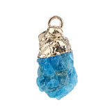 Natural Raw Crystal Gemstone Pendant Irregular Rough Stone Healing Quartz Charms Gold Plated Cap for DIY Jewelry Making