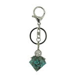 Orgone Crystal Faceted Cone Keychain, Sacred Tree of Life Charm, Genuine Stone Chip Resin Amulet Keyring Accessory for Men & Women
