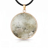 Handcrafted 30mm Natural Gemstone Pendant Necklace 45cm Black Cord | Gold Bezel Healing Crystal Jewelry #SN2060