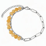 6MM Heart Shape Gemstone Paperclip Chain Bracelet Stainless Steel Adjustable Dainty Stackable Women Jewelry #SB3164