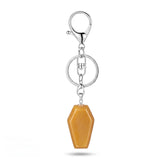 Natural Stone Coffin Keychain with Lobster Clasp Crystal Healing Gemstone Key Ring Bag Charm