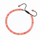 4MM Natural Stone Heishi Disc Braided Bracelet, Gold Spacer Bead Adjustable Woven Boho Stackable Bracelet for Women #SB3151