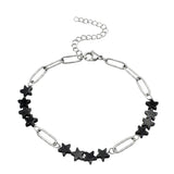 Natural Star Crystal Beaded Bracelet Stainless Steel Paperclip Chain Adjustable Multi‑Color Gemstone Bracelet Women Stacking #SB3162