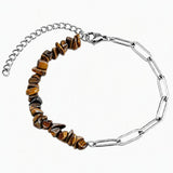Healing Crystal Chips Stone Paperclip Link Bracelet Dainty Layering Handmade Bracelet Multiple Stone Options #SB3165