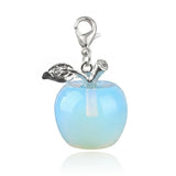20mm Natural Gemstone Apple Charm with Lobster Clasp Crystal Beads for DIY Jewelry SP1371