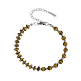 6MM Heishi Disc Spacer Round Bead Gemstone Bracelet Silver Chain Adjustable #SB3145