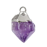 Natural Raw Crystal Gemstone Pendant Irregular Rough Stone Healing Quartz Charms Gold Plated Cap for DIY Jewelry Making