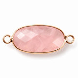 Faceted Oval Gemstone Connector Charms with Double Loops for Jewelry Making DIY Bracelet Necklace #SP2052
