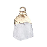 Natural Raw Crystal Gemstone Pendant Irregular Rough Stone Healing Quartz Charms Gold Plated Cap for DIY Jewelry Making