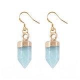 Natural Gemstone Hexagonal Prism Dangle Earrings For Women Girl Healing Chakra Crystal Bullet Point Drop Earrings Daily Wear #SPE2057