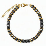 Natural Stone 6mm Disc Bead Gold Plated Bracelet Adjustable Chain Heishi Wheel Bead Gemstone Bracelet for Women #SB3142