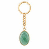 Oval Faceted Natural Crystal Gold Plated Keychain Multiple Stone Option Healing Stone Key Chain for Bag Decor