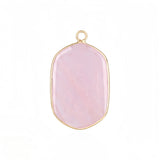 Gemstone Hexagonal Pendants for DIY Making Jewelry Luxury Gold Edge Crystal Stone Charms Women Gift #SP2059